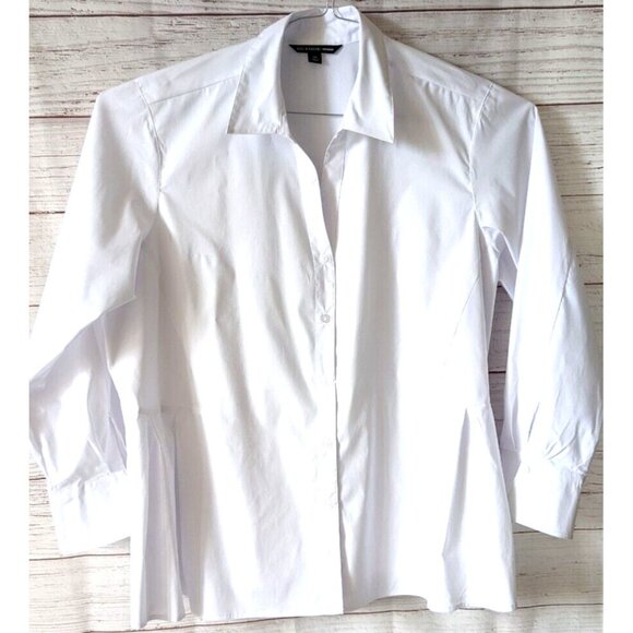 Zac &Rachel Woman Shirt White Peplum Lond Sleeves Button Up Cotton Blend Size 2X - Picture 1 of 11